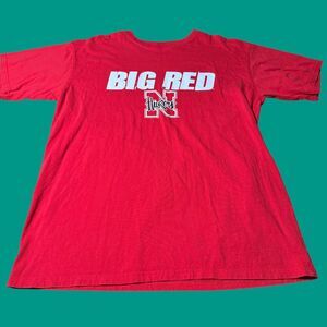 Men's Red Oak Nebraska Huskers Short Sleeve Cotton T Shirt Y2K Size Large